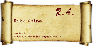 Rikk Anina névjegykártya